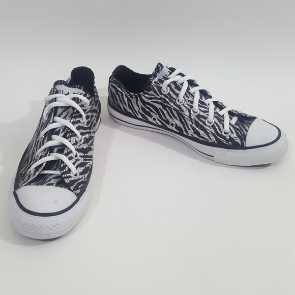 Converse Shoes - Converse Silver and Black Zebra Print Sneakers